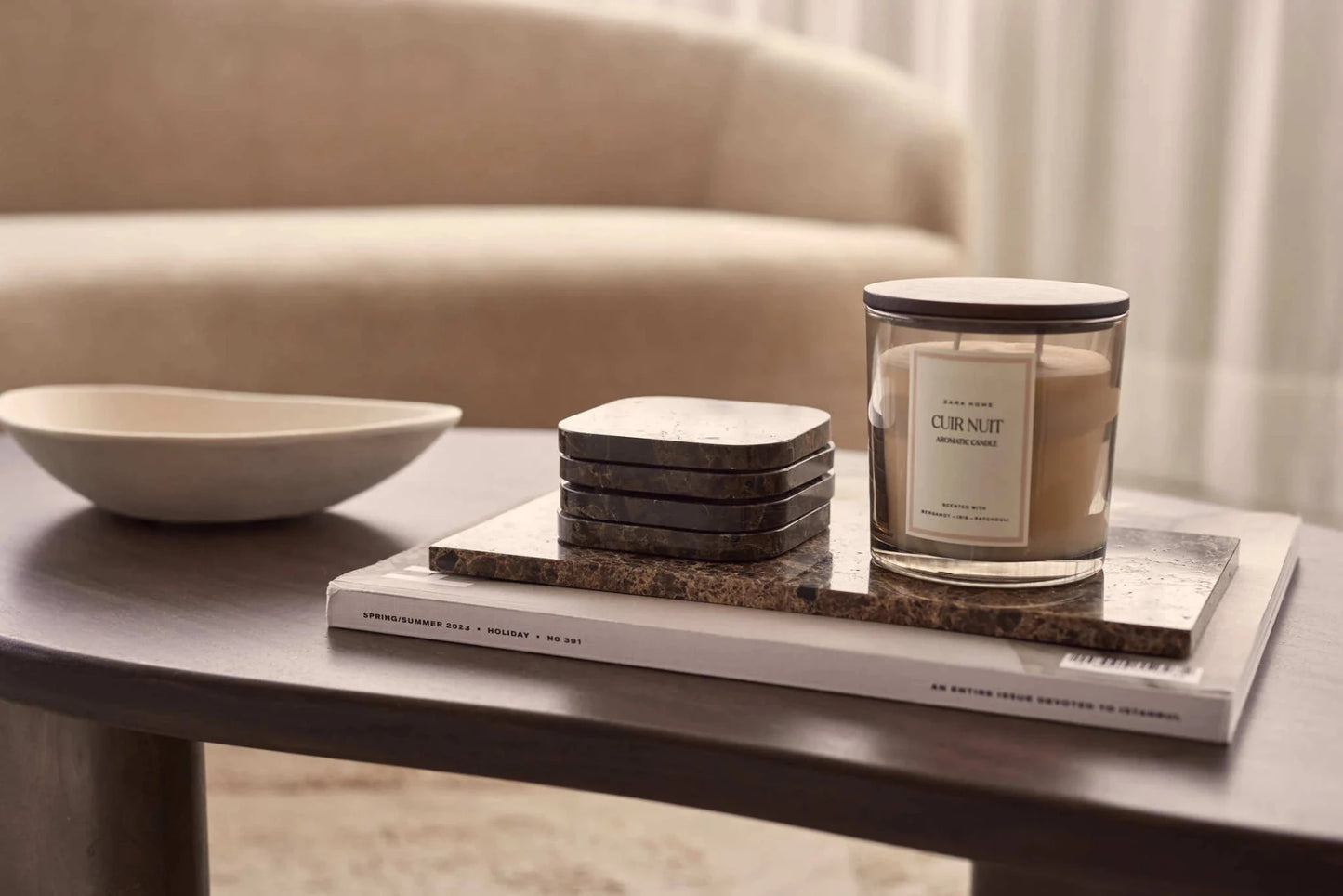 Mooisa - Marmer dienblad rechthoek Bruin