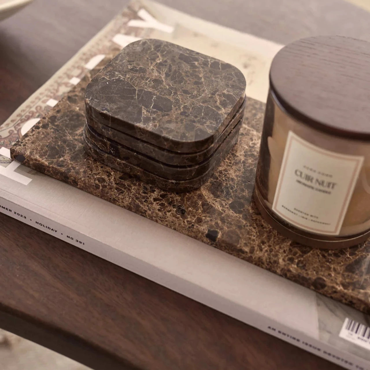 Mooisa - Marmer dienblad rechthoek Bruin