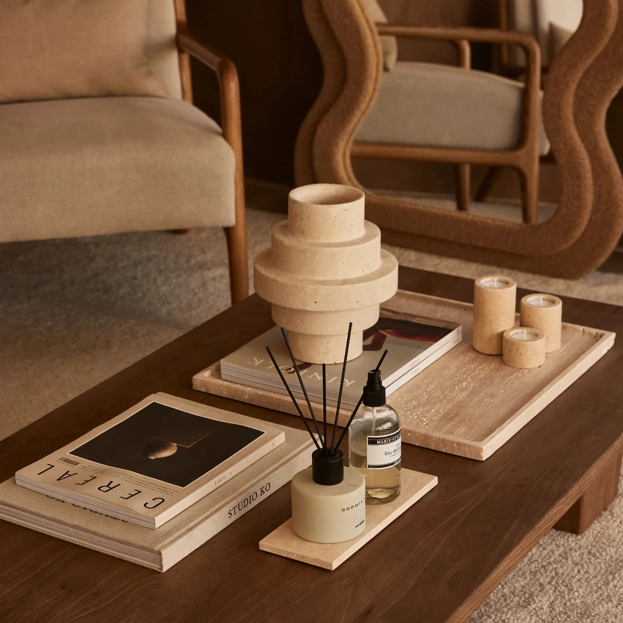 Mooisa - Marmer dienblad rechthoek Travertine