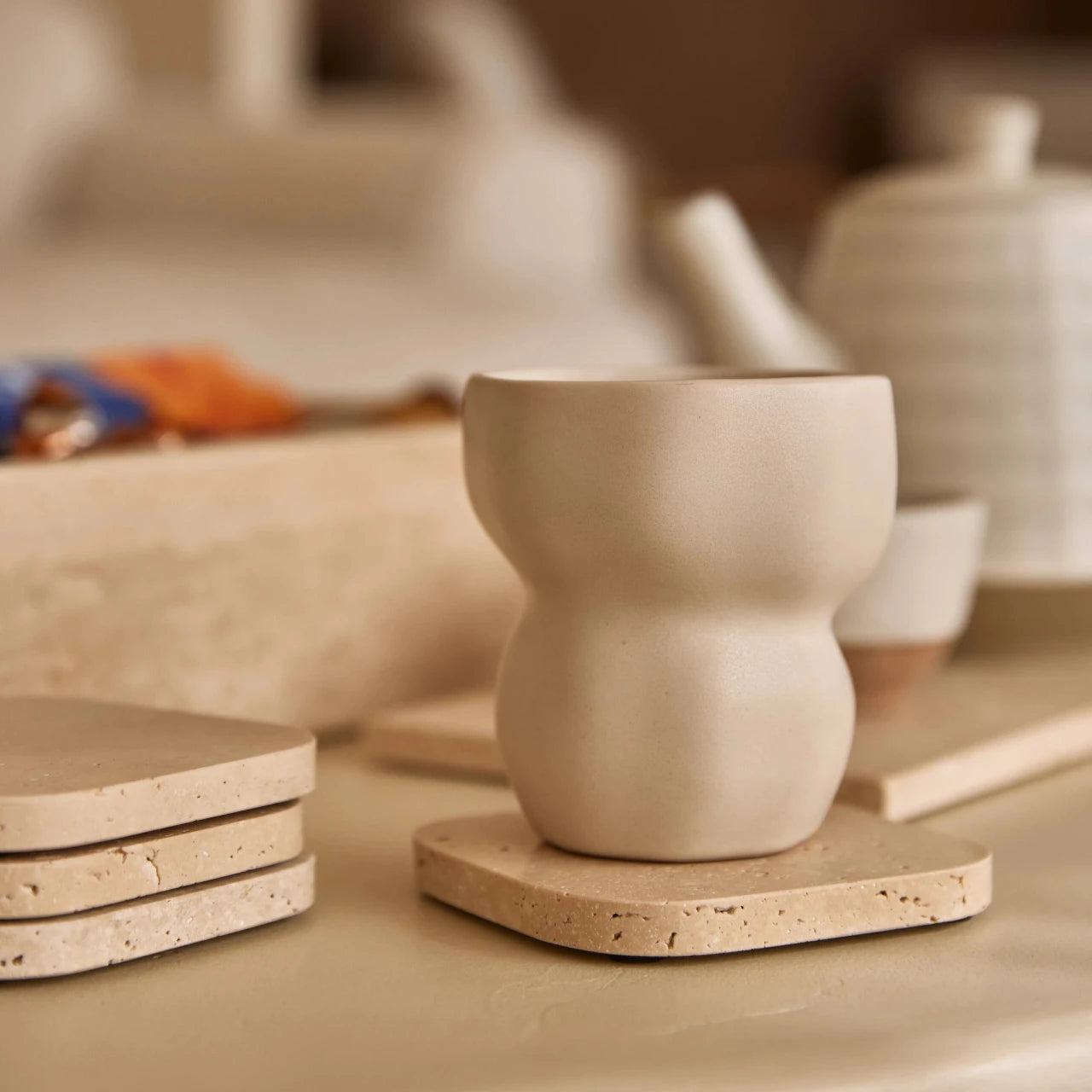 Mooisa - Marmer Onderzetter Travertine