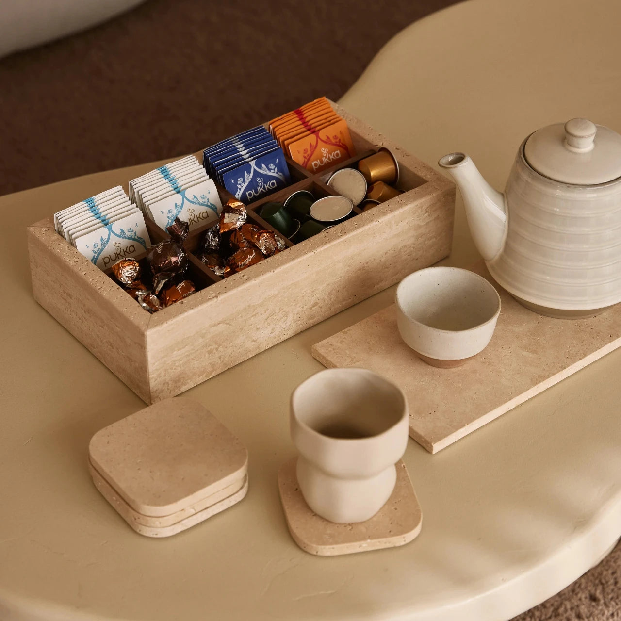 Mooisa - Marmer Onderzetter Travertine