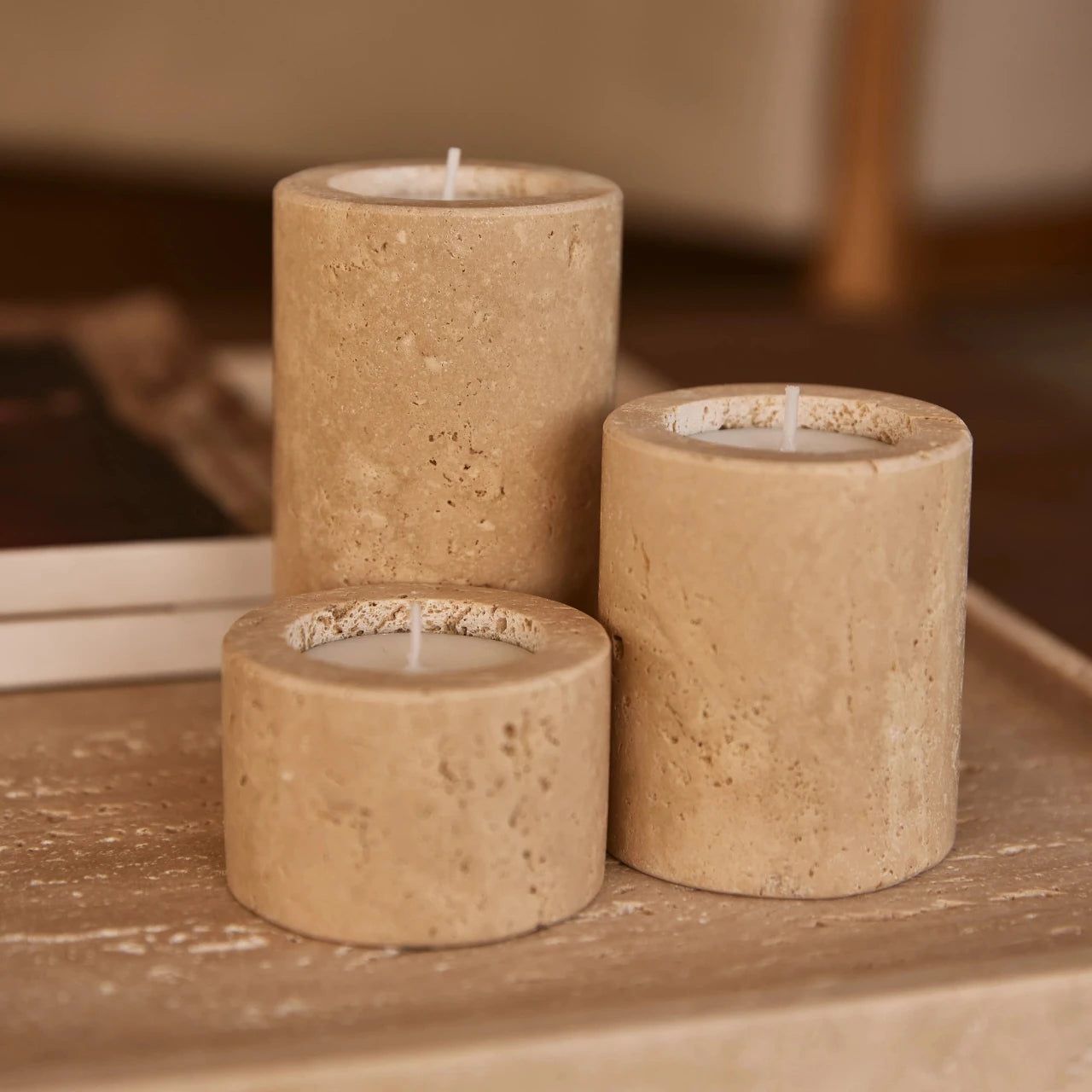 Mooisa - Travertine waxinelichthouder